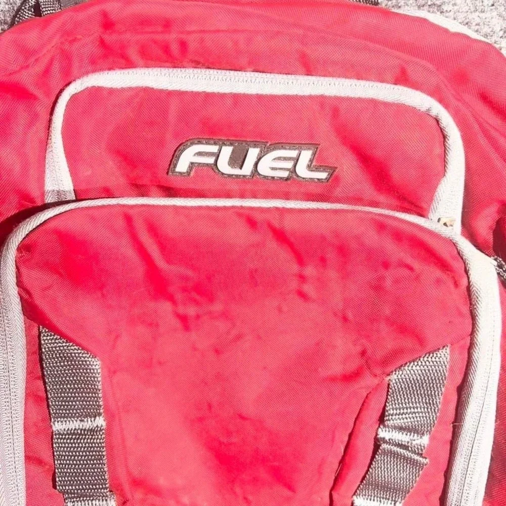 Fuel Backpack Red Grey Polyester School Travel Bag Multi Pocket‎ Standard Size